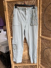 by anthropologie Blue Floral Cargo Pants Size 4 Super Soft