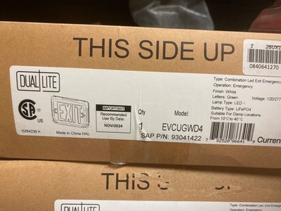 DualLite, Exit/ Emergency Sign, EVCUGWD4, New Battery pack included
