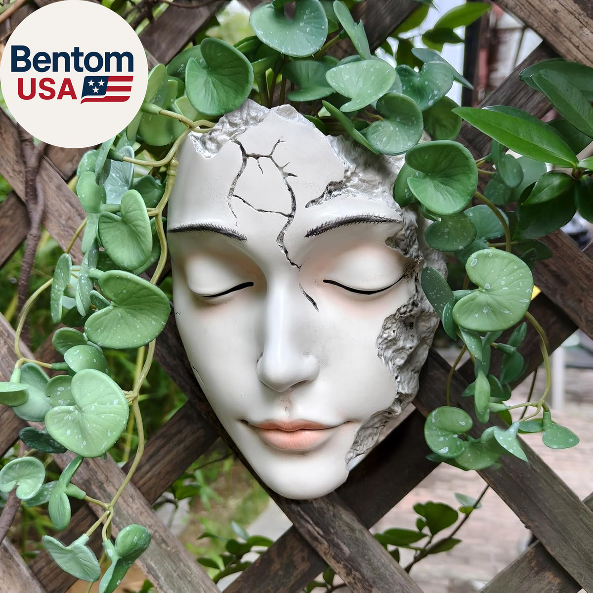 Elegant Face Wall Planter - Matte White Resin Flower Pot with Drainage  Hole, 7.5