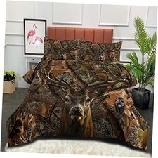 Camo Comforter Set, Queen Size Bedding Set for Boys, Queen 3 pcs Deer 5021