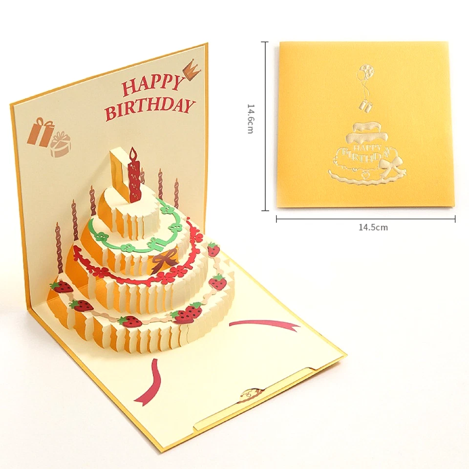 Tarjeta de cumpleaños emergente 3D postal tarjeta de felicitación regalo de cumpleaños para mujeres hombres niñas Foto 4 de 4