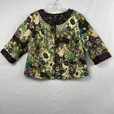 THERESA RENZ  Jacket Y2k Size 1X Silk Art to Wear Blazer Career  Colorful