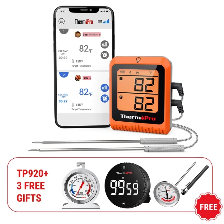 ThermoPro TP920 Wireless Bluetooth Meat Thermometer 650ft Dual Probe BBQ Grill