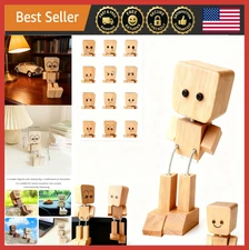 Wooden Shaking Man Figurine with Spring Legs, Funny Car Dashboard Decor, 12 Expr