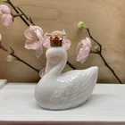 Vtg Avon Milk Glass "Royal Swan" Cologne Bottle With Bird Of Paradise Cologne