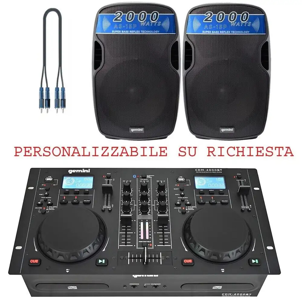 IMPIANTO DJ GEMINI 812 PACK coppia casse (4000 watt di picco) + 
