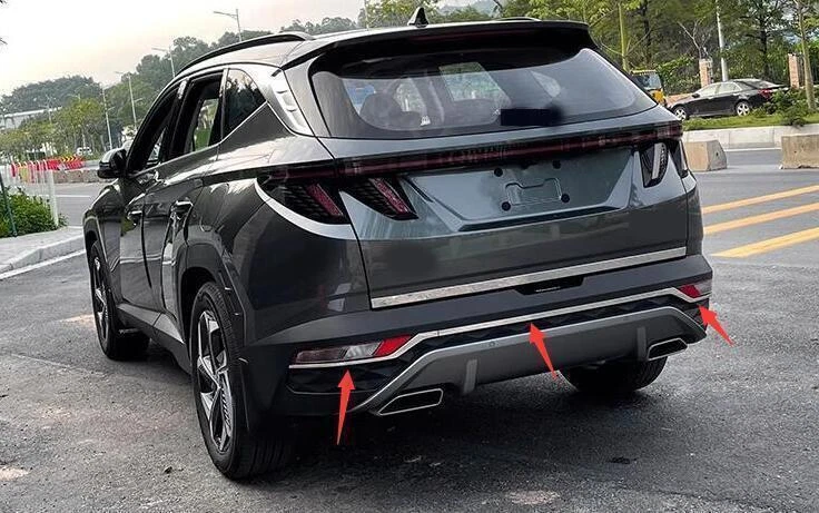 Car Stainless Chrome Rear Bumper Molding Cover For Hyundai Tucson 22-2024 Trim*3 - Image 4 of 4