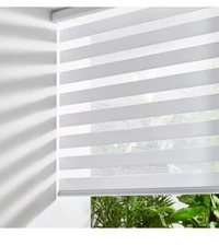 NEW Persilux Cordless Zebra Blinds White Free Stop 28”x72” Damaged Box Complete
