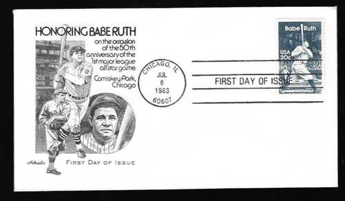 1983 BABE RUTH 1st Day Stamp Envelope Cache Lot of 200 Unused w/duplicates - Picture 3 of 23