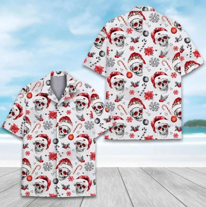Christmas Skull Hawaiian Shirts for Men Women