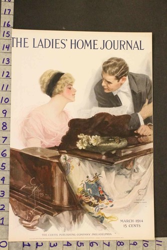 1914 MUSIC INSTRUMENT PIANO ROMANCE LOVE ETHNIC ASIAN FISHER ART COVER SD09