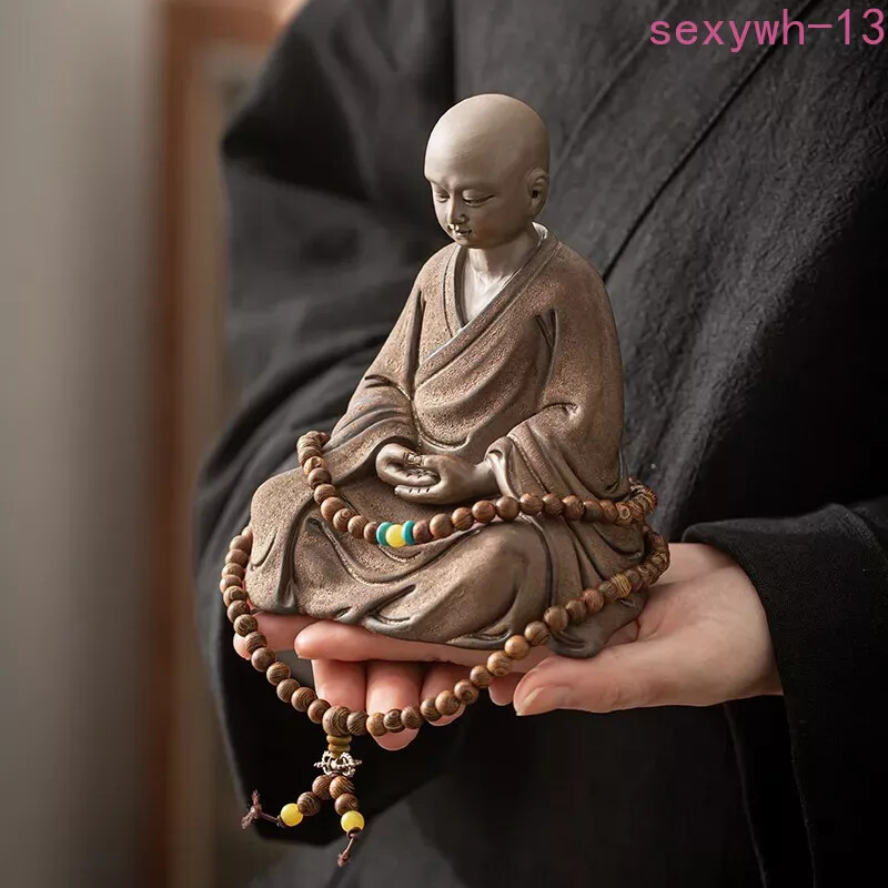 Retro Style Ceramic Little Monk High-end Purple Sand Art Sculpture Figure Statue