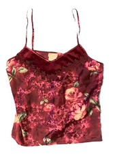 Cami Secret Treasure Lingerie Satin Velvet Burgundy Sz L Roses