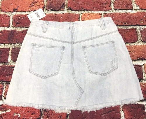 FREE PEOPLE Sidecar Distressed Denim Mini Skirt Light Blue Women's Size 24 NWT - Picture 6 of 10