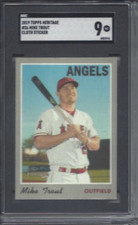 2014 Topps Heritage 1970 cloth sticker baseball card 26 Mike Trout Angels SGC 9