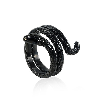 #ad #ad Snake Rings Stainless Steel Rings Punk Black Rings for Women Men Comfort Fit $17.99