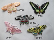 Black,Pink,Yellow Swallowtail Butterfly Embroidery Iron On Applique Patch