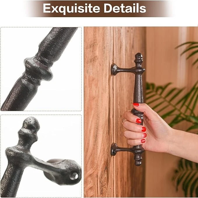 2 manijas de puerta grandes de hierro fundido rústicas de alta resistencia para puerta de jardín cobertizo granero tirador 9,5 Foto 2 de 4