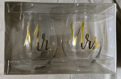 mr and mrs stemless wine glasses