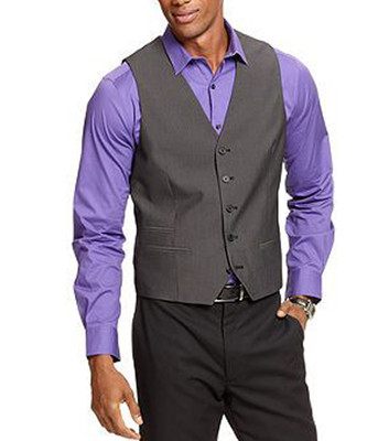 New Mens Alfani Red Label Slim Fit Black Horizontal Stripe Suit Vest L