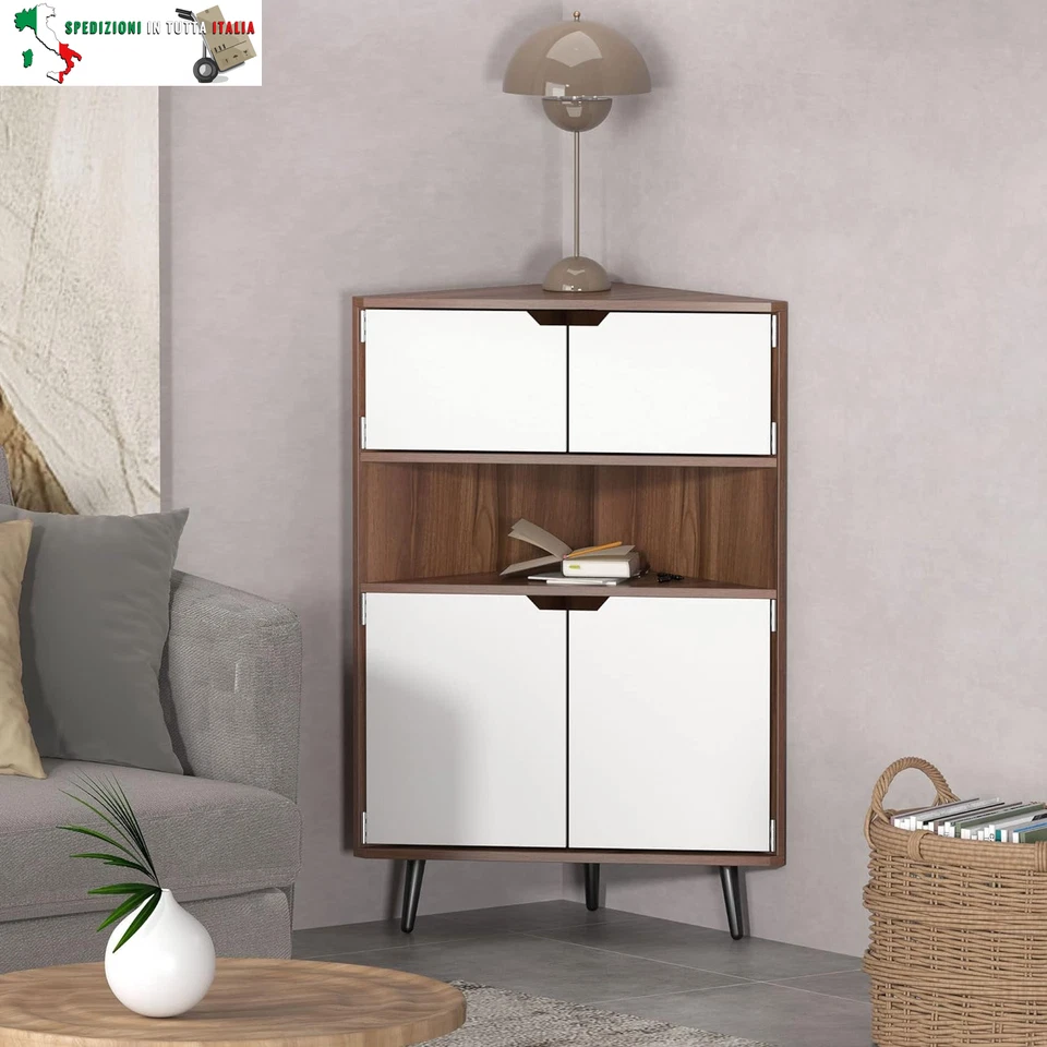 Armadio Angolare da Parete in Legno Angolo di Stoccaggio Libreria Display da Tav - Immagine 2 di 4