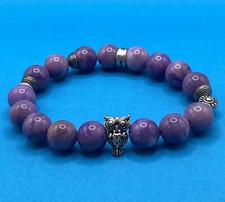 Owl  Be Wise  Purple Bead Stretch Bracelet