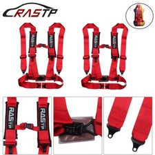 Pair 4 Point 3" Racing Style Harness Belt 4PT Camlock Quick Release Red