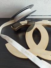 2 Yards  New  CHANEL Cream  Gold Letters Holiday Ribbon