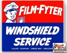 (FILM-STA-1) 3" FILM FYTER MAN WINDSHIELD SERVICE BOX DECAL STATION GASOLINE
