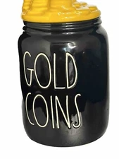 Rae Dunn POT O’ GOLD Black Cauldron Gold Coins Cookie Jar St Patrick's Day