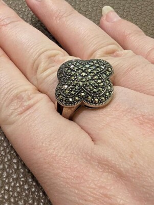 TJM Frauen Ring 925 Sterling Silber mit Markasit Größe (54) Geschenk für Frauen