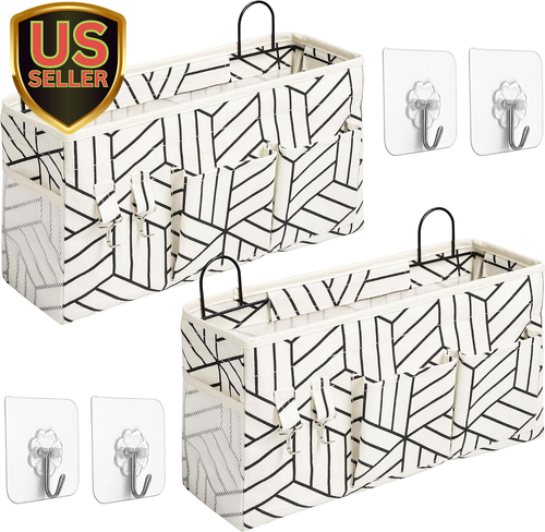2Pcs Large Wall Hanging Storage Bag, Door Closet Linen Fabric Pockets Organiz...