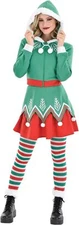 Sassy Elf Suit Yourself Fancy Dress Up Christmas Halloween Adult Costume