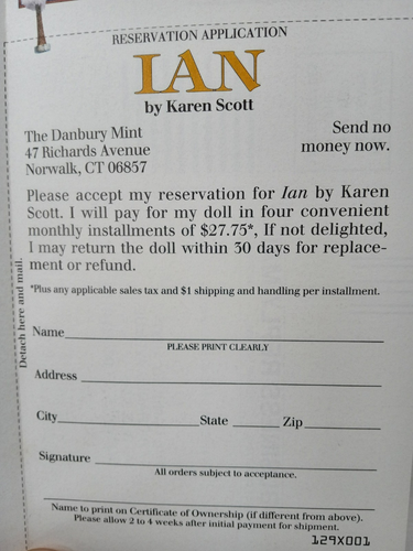 Danbury Mint IAN Scottish Bagpiper Doll Karen Scott RESERVATION APPLICATION FORM - Picture 17 of 21