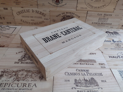 Holz Weinkiste Kiste mit Deckel ~ Chateau Brane-Cantenac Margaux ~ französisch original