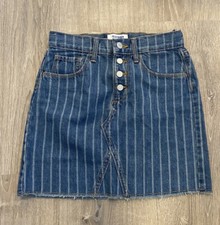 Old Navy Girls Denim Stripped Frayed Skirt Sz L 10-12
