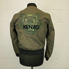 Kenzo Paris Bomber Jacket Small Womens Tiger Embroidery Genuine Green Nylon