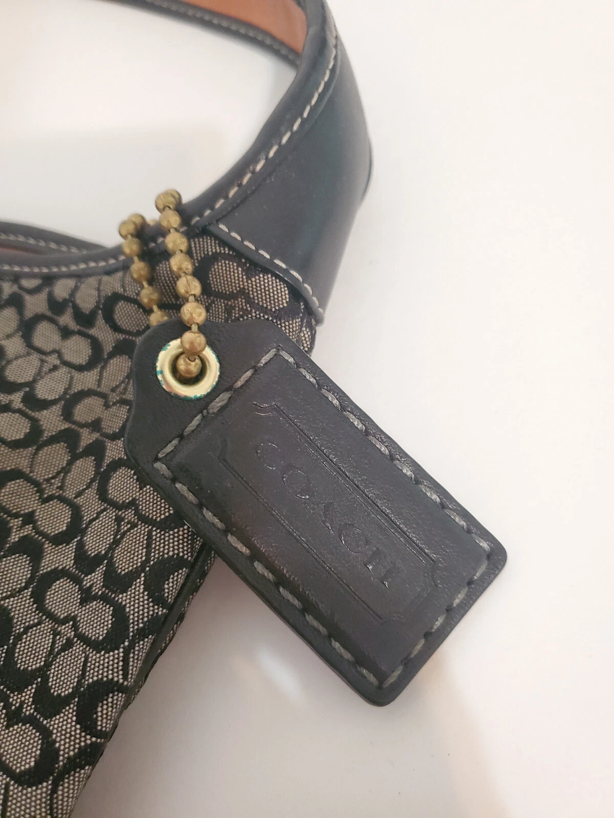 Borsa Coach vintage firmata jacquard nera grigia monogramma zip A3K 6617 BELLA