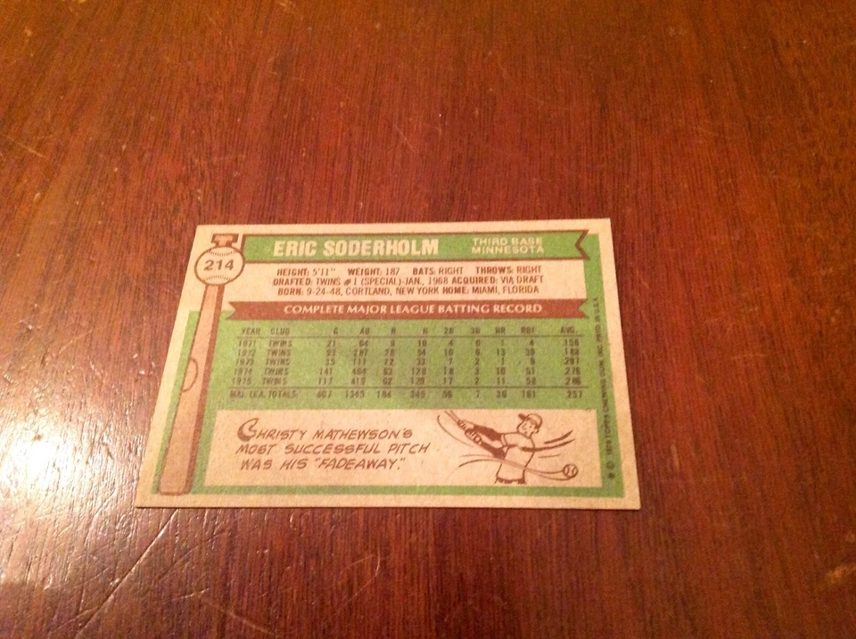 2014 Topps- 75th Anniversary Buyback Original (1976 Topps #214 Eric Soderholm) - Image 2 of 2