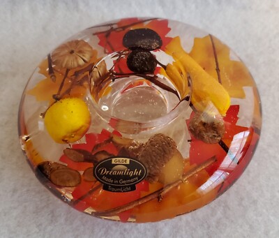 Gilde Art Glass Dreamlight TraumLicht Tealight Holder Germany Autumn Fall