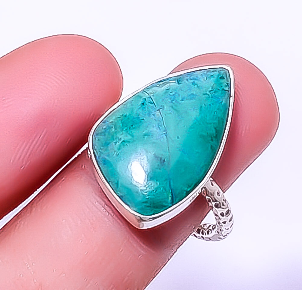 Chrysocolla - Africa Gemstone 925 Sterling Silver Fine Art Ring 8.5 RR5824-58