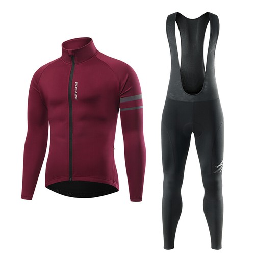 WOSAWE Herren Winter Fahrrad Sets Full Zipper Warm Jacke 3D Polster Trägerhose - Bild 13 von 16