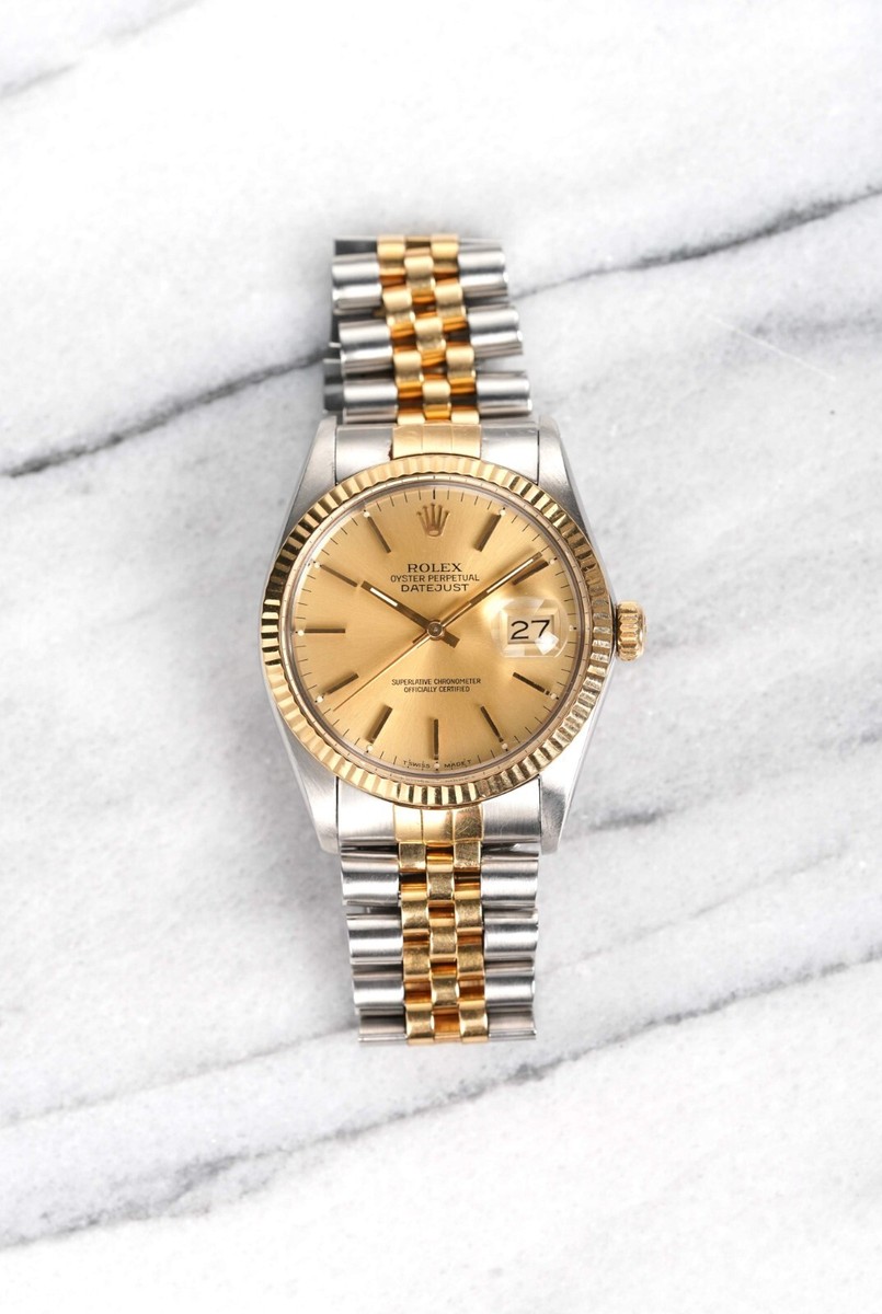 Vintage Rolex Datejust 80s Refe 16013 Automatic Two Tone
