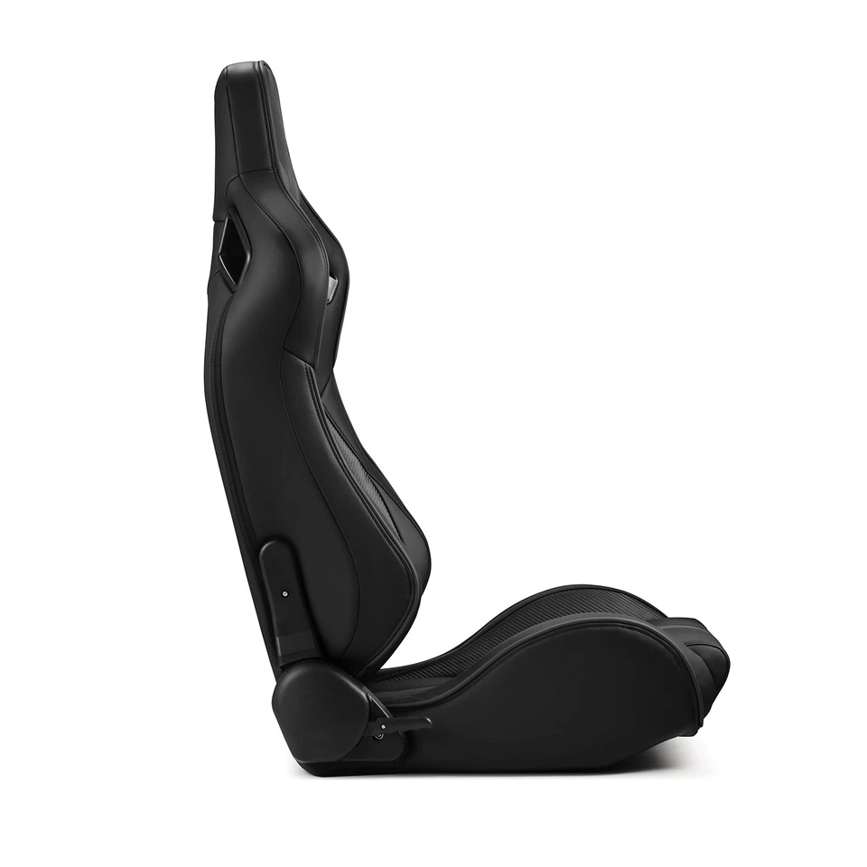 Black PVC Reclinable C-Series Sport Racing Seats Pair W/Slider Left/Right — 第 4/4 张图片
