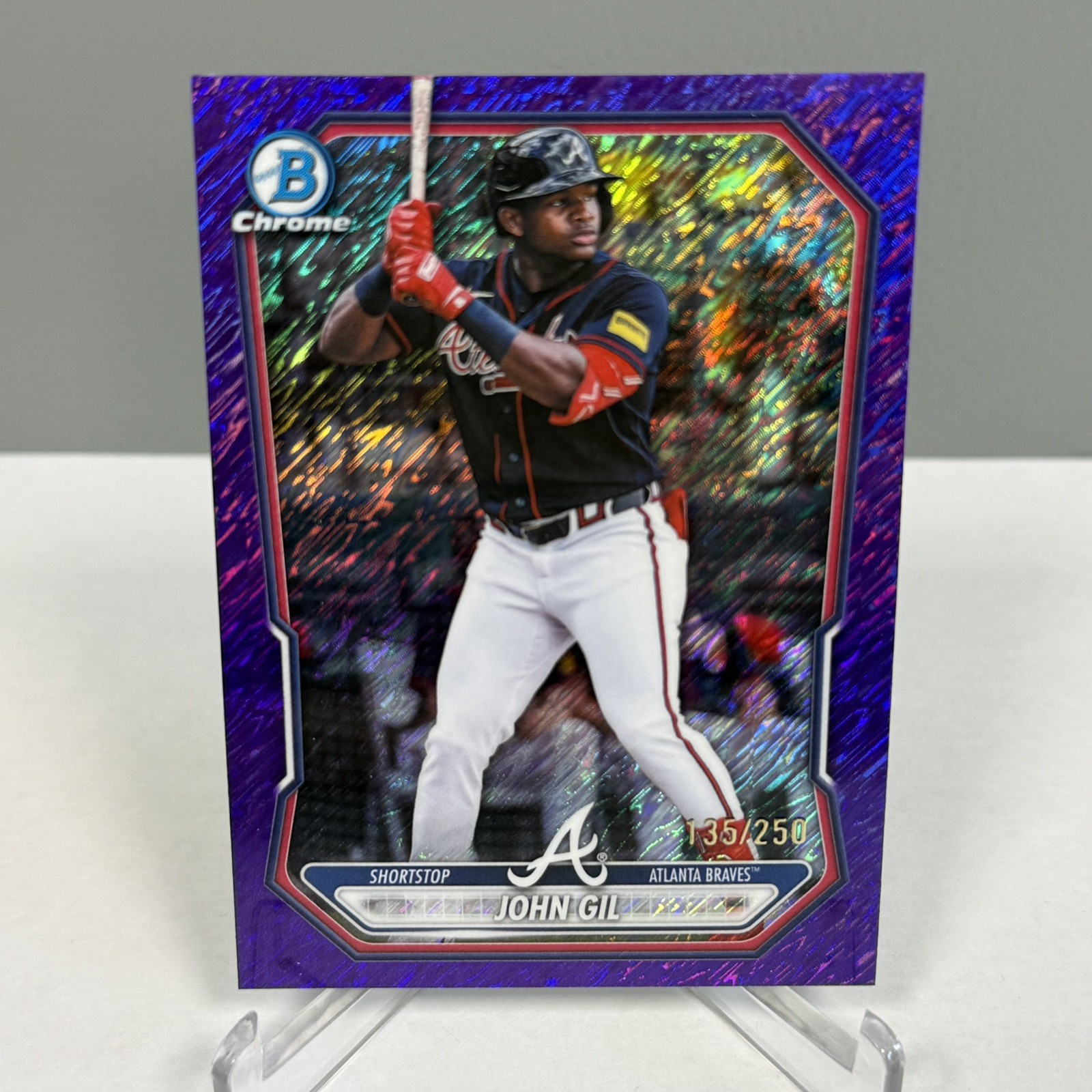 2026 Bowman Chrome John Gil PURPLE Shimmer /250 #BCP-155 Atlanta Braves MLB