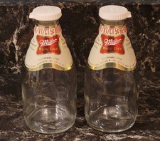 Vintage 80s Miller High Life 7oz Bottle Salt & Pepper Shakers Milwaukee Beer EUC