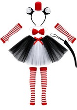 Cat In The Hat Costume For Little Girls Skirt Headband Bow Tail Gloves Size M