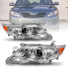 Headlights Headlamp Set For Toyota Camry SE LE XLE Sedan 2010 2011 Chrome Clear