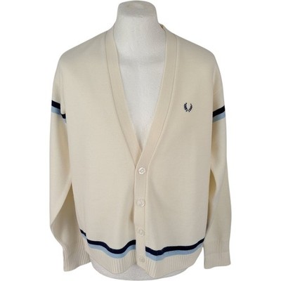 Fred Perry Cardigan Large Men's Beige Vintage Designer Rare 60s Tennis Cardigan
