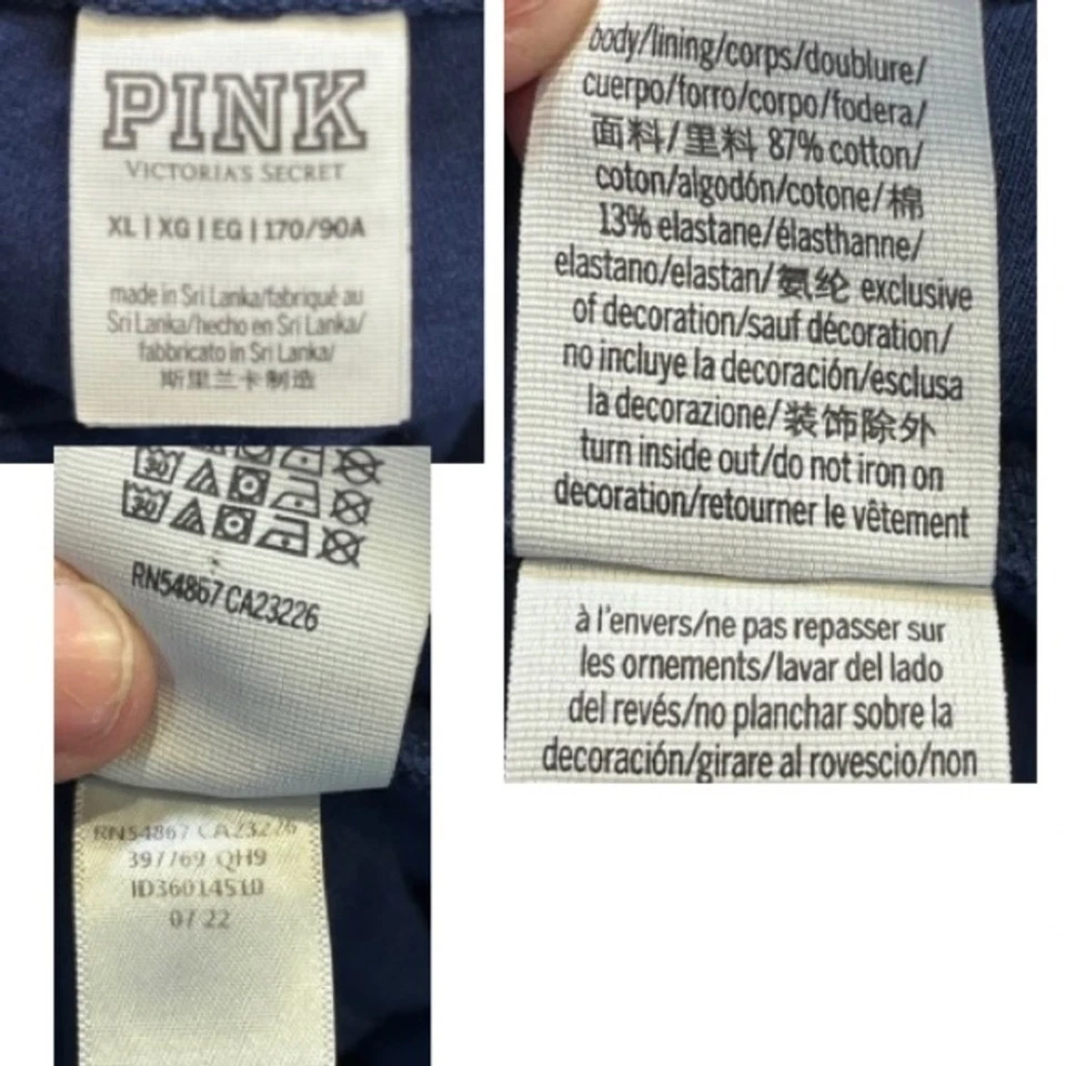 Leggings Victoria's Secret Rosa Patchwork Azul Marino Talla XL Athleisure Universitario Foto 4 de 4